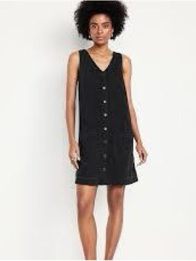 Old Navy Black Denim Tank Top with V Neck